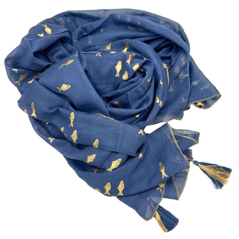 Nomad Sari  Paréo - Bleu Mer & Poissons Dorés
