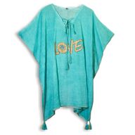 Nomad Sari Caftan - Turquoise & Motif Amour Doré
