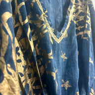 Nomad Sari  Caftan -  Bleu Mer & Corail Doré