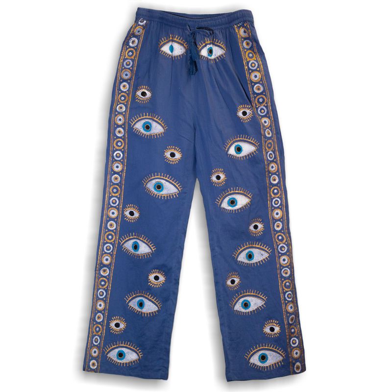 Nomad Sari Pantalon - Bleu Profond & Œil Porte-Bonheur Doré