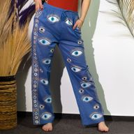 Nomad Sari Pantalon - Bleu Profond & Œil Porte-Bonheur Doré