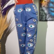 Nomad Sari Pantalon - Bleu Profond & Œil Porte-Bonheur Doré