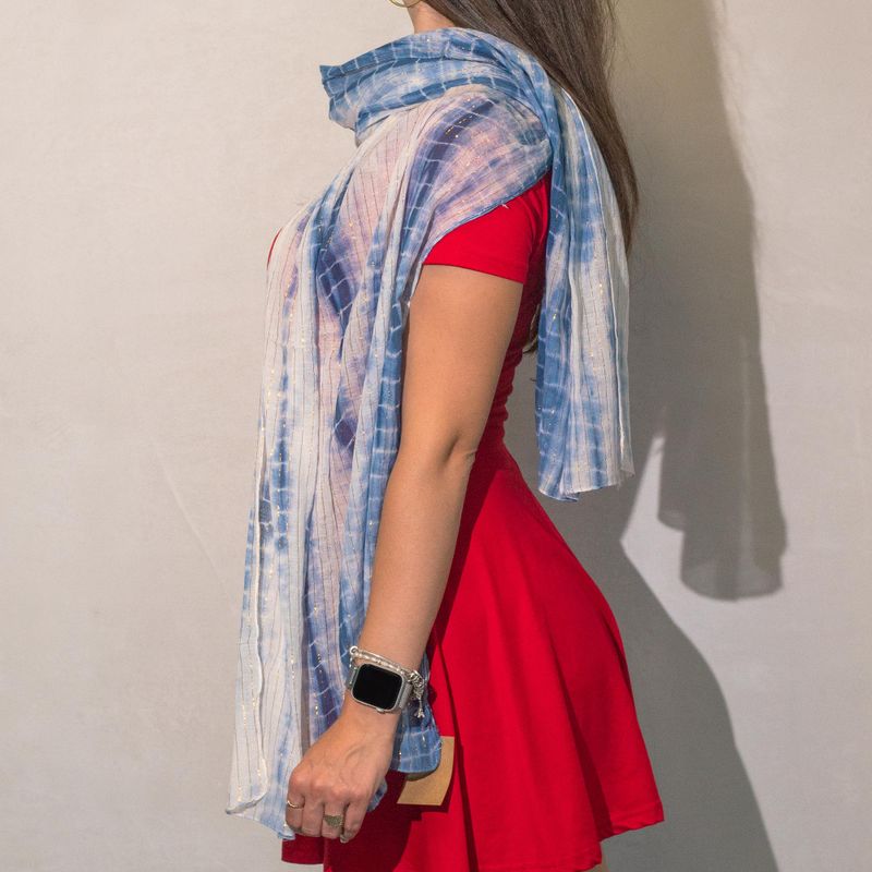 Nomad Sari – Foulard d’été 180x50 cm – Fête – Bleu
