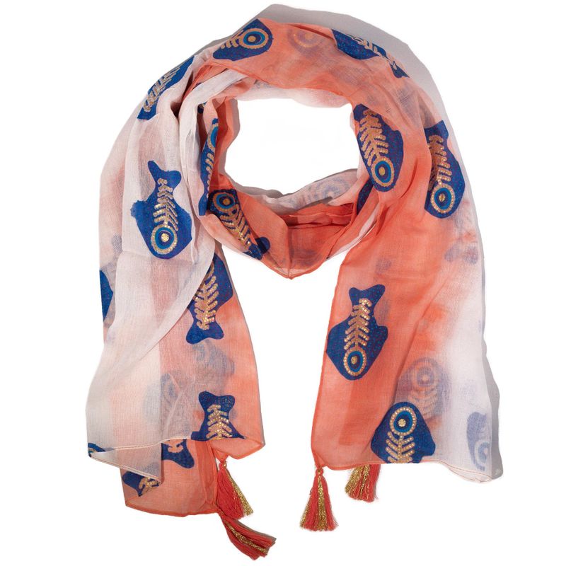Nomad Sari – Foulard d’été 180x50 cm – Poisson – Corail