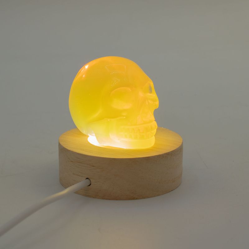 Support USB LED en bois rond de 6 cm - Froid / Chaud / Lumière du jour