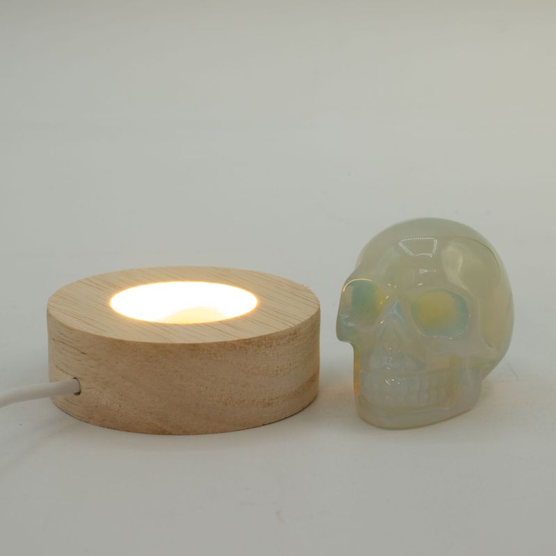 Support USB LED en bois rond de 6 cm - Froid / Chaud / Lumière du jour