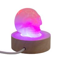 Socle LED USB Rond en Bois 6 cm – Multicolore