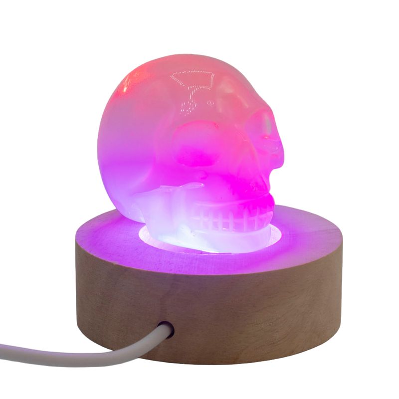 Socle LED USB Rond en Bois 6 cm – Multicolore
