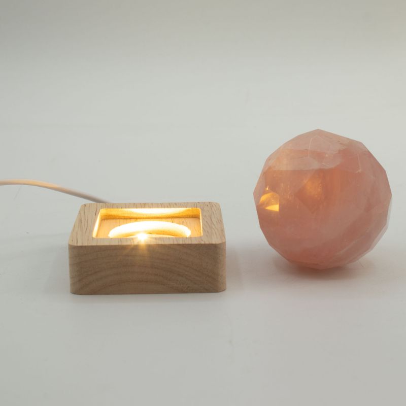 Socle LED USB Carré en Bois 6 cm – Blanc Froid/Chaud/Jour