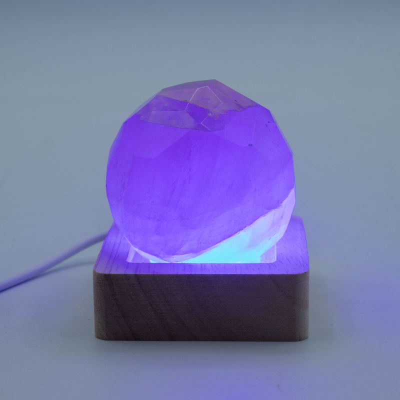 Socle LED USB Carré en Bois 6 cm – Multicolore
