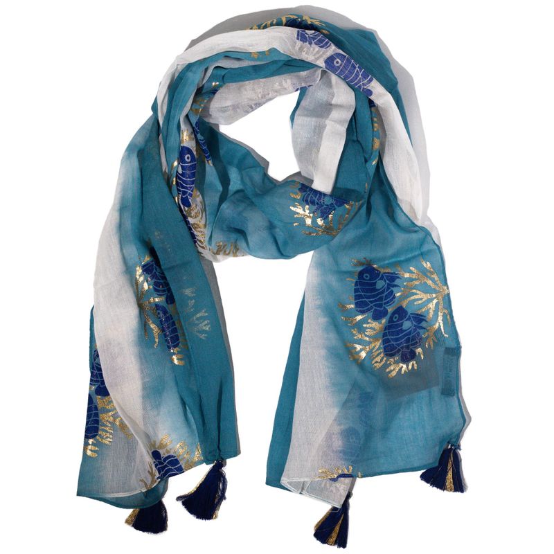 Nomad Sari – Foulard d’été 180x50 cm – Poisson – Bleu Marine