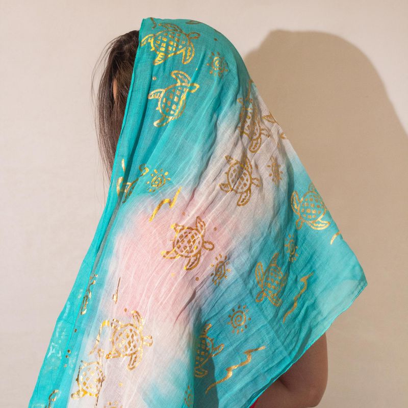 Nomad Sari – Foulard d’été 180x50 cm – Tortue – Turquoise