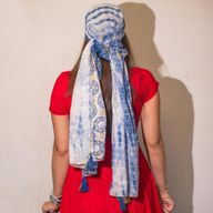 Nomad Sari – Foulard d’été 180x50 cm – Marbella  – Bleu Bord doré
