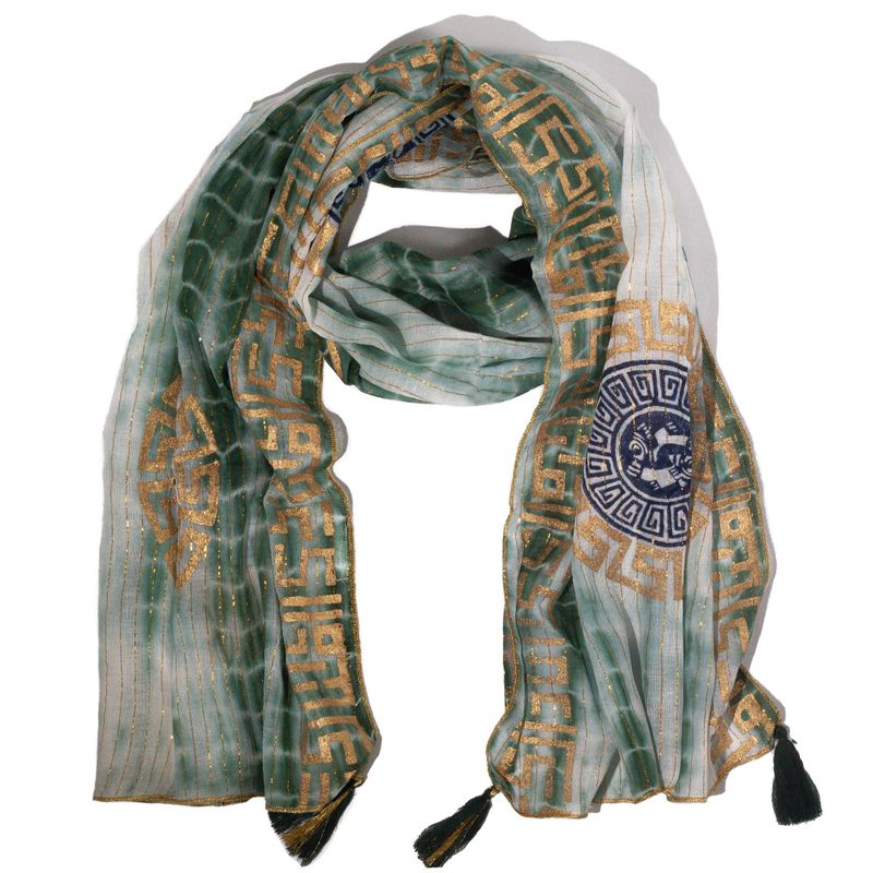 Nomad Sari – Foulard d’été 180x50 cm – Marbella  – Vert Bord doré