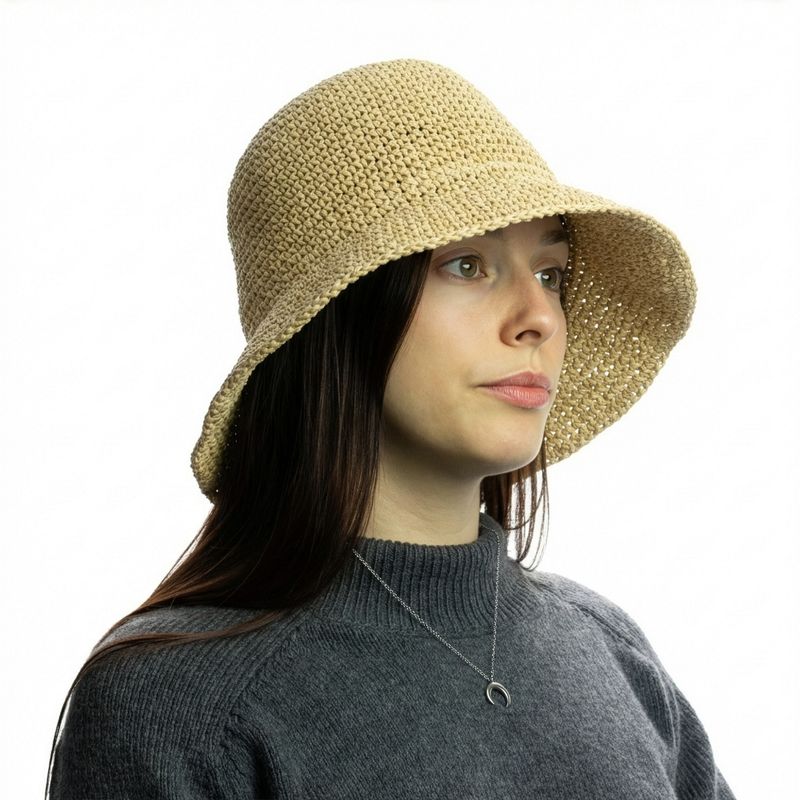 Nomad Sari Chapeau de soleil en paille souple - Beige naturel