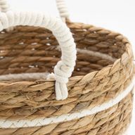 Set de 3 Paniers Grands Modèles en Coton & Jonc de Mer – Rayures Naturelles