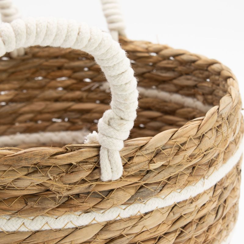 Set de 3 Paniers Grands Modèles en Coton & Jonc de Mer – Rayures Naturelles