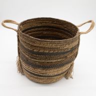 Panier Grand Modèle en Feuille de Bananier & Jonc de Mer – Tons Naturels Bruns – Set de 3