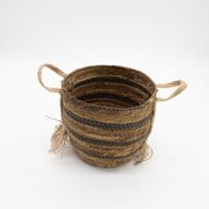 Panier Grand Modèle en Feuille de Bananier & Jonc de Mer – Tons Naturels Bruns – Set de 3