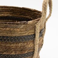 Panier Grand Modèle en Feuille de Bananier & Jonc de Mer – Tons Naturels Bruns – Set de 3