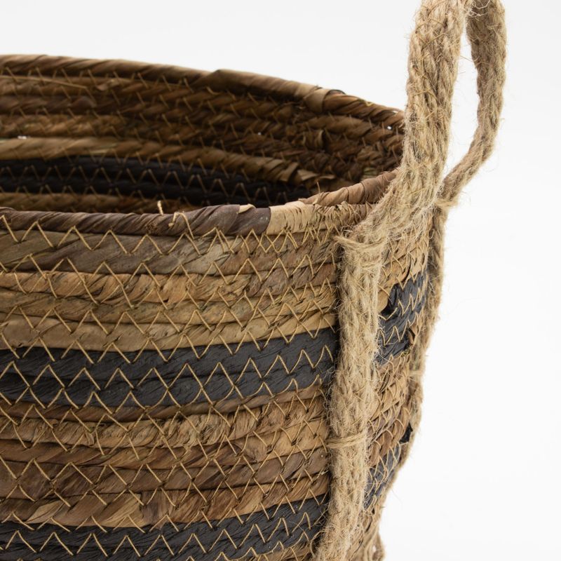 Panier Grand Modèle en Feuille de Bananier & Jonc de Mer – Tons Naturels Bruns – Set de 3