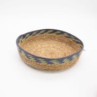 Paniers Plateau en Paille & Jonc de Mer – Naturel Vert & Bleu – Set de 3