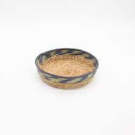 Paniers Plateau en Paille & Jonc de Mer – Naturel Vert & Bleu – Set de 3