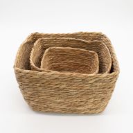 Paniers Carrés en Jonc de Mer – Naturel – Set de 3