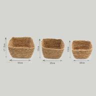 Paniers Carrés en Jonc de Mer – Naturel – Set de 3