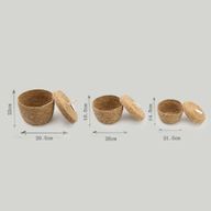 Paniers Ronds en Jonc de Mer & Coton avec Couvercles – Naturel – Set de 3
