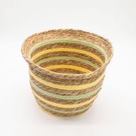 Paniers Forme Vase en Jonc de Mer & Paille – Naturel Jaune & Vert – Set de 3