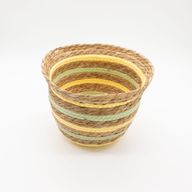 Paniers Forme Vase en Jonc de Mer & Paille – Naturel Jaune & Vert – Set de 3