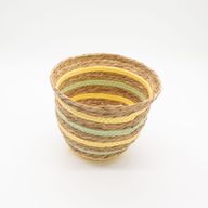 Paniers Forme Vase en Jonc de Mer & Paille – Naturel Jaune & Vert – Set de 3