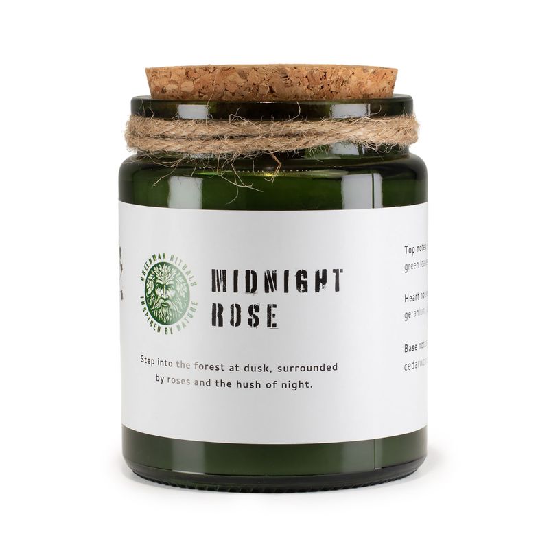 Bougie Greenman en cire de soja à mèche en bois - Rose de Minuit