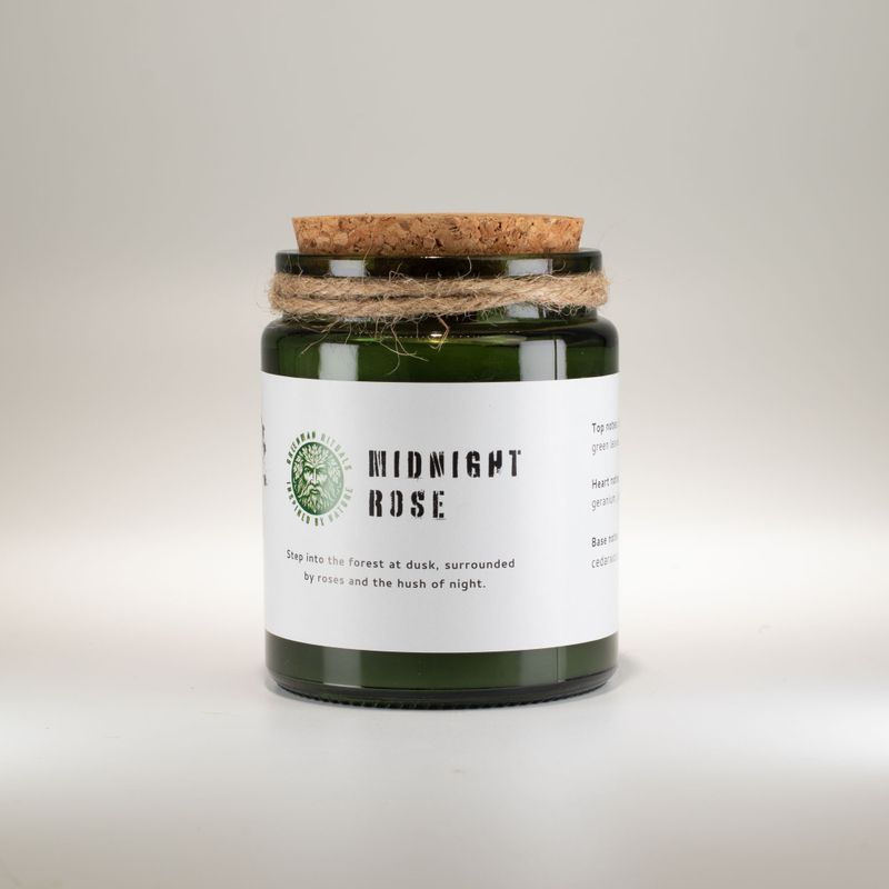 Bougie Greenman en cire de soja à mèche en bois - Rose de Minuit