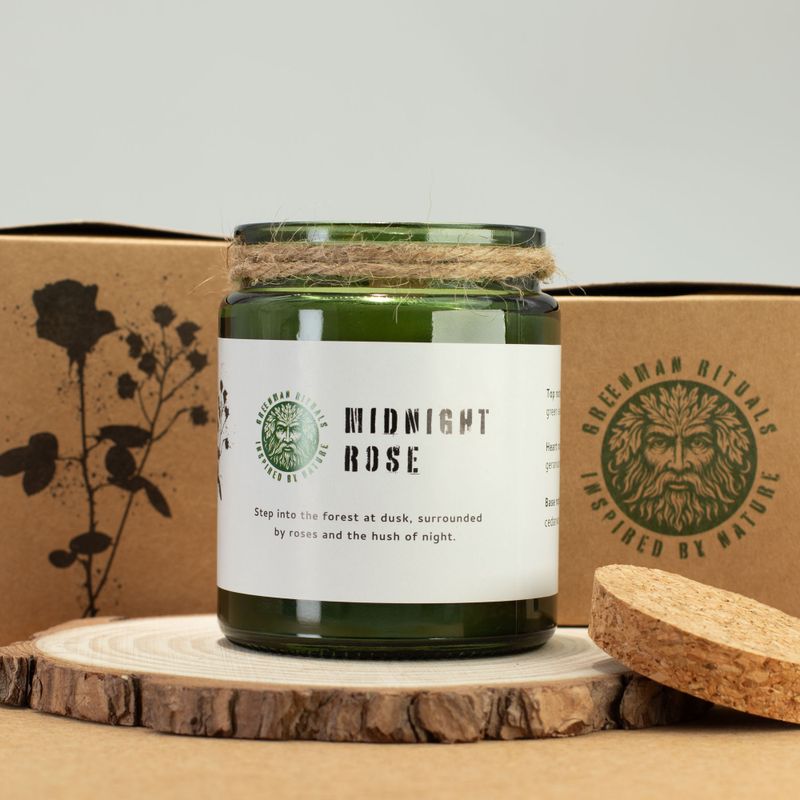 Bougie Greenman en cire de soja à mèche en bois - Rose de Minuit