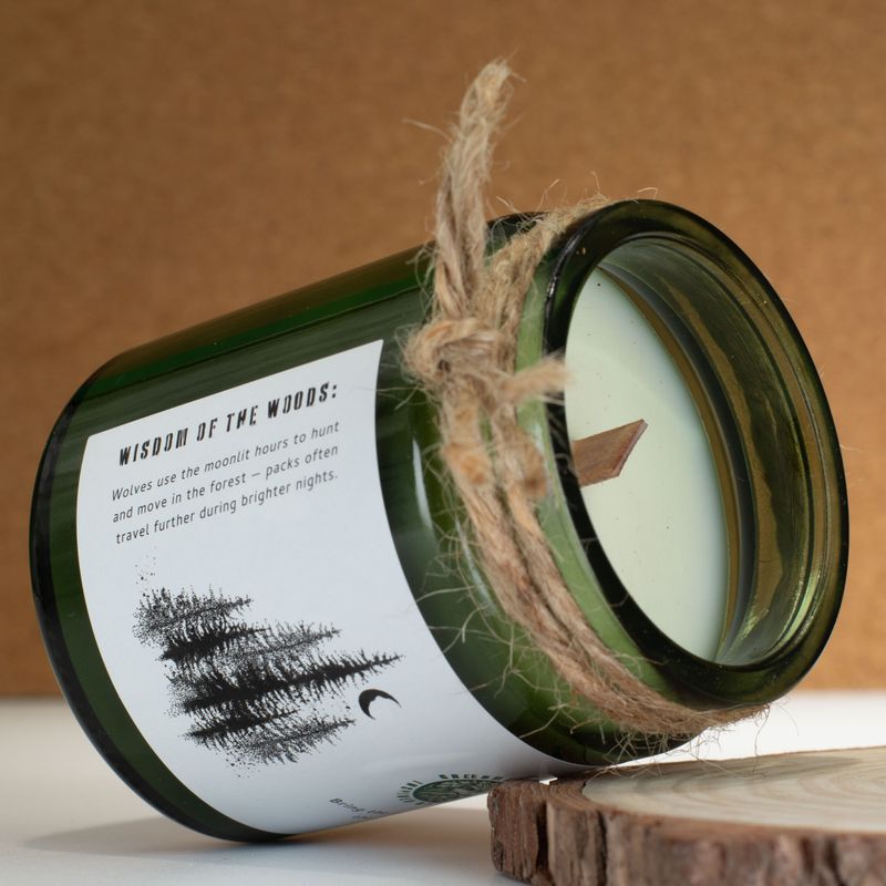 Bougie Greenman en cire de soja à mèche en bois - Lune du Loup