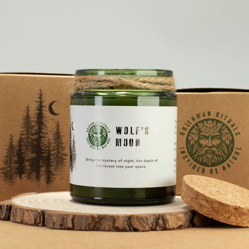Bougie Greenman en cire de soja à mèche en bois - Lune du Loup