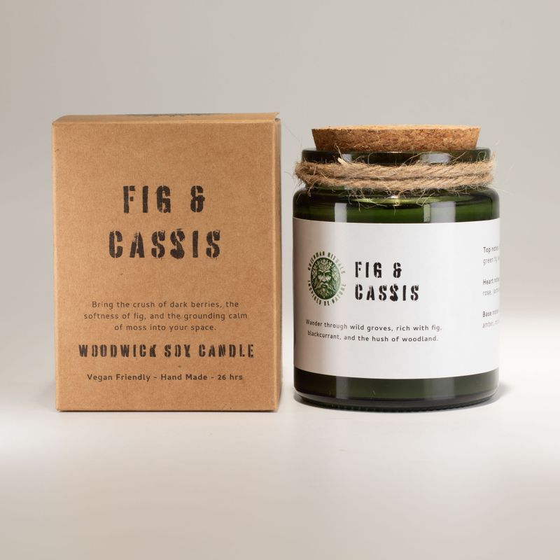 Bougie Greenman en cire de soja à mèche en bois - Figues écrasées et cassis