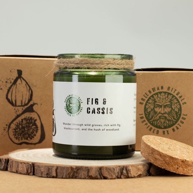Bougie Greenman en cire de soja à mèche en bois - Figues écrasées et cassis