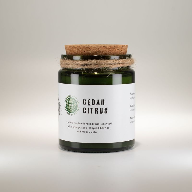 Bougie Greenman en cire de soja à mèche en bois - Résine forestière