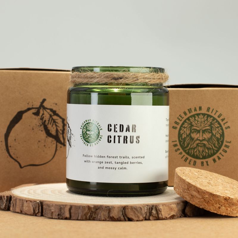 Bougie Greenman en cire de soja à mèche en bois - Résine forestière