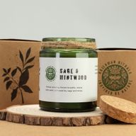 Bougie Greenman en cire de soja à mèche en bois - Sauge et Bois de Menthe