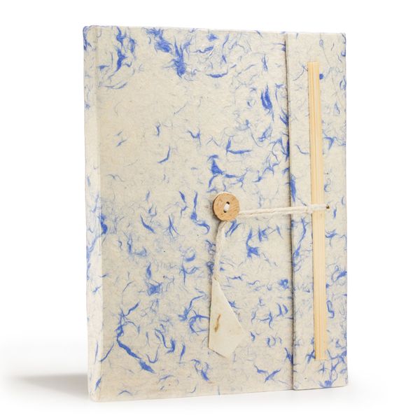 Grand carnet papier Lokta & Coton - bleu - avec marque-page