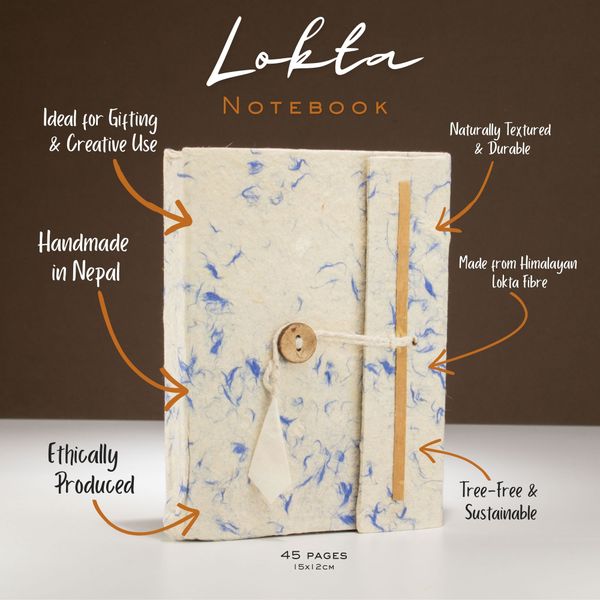 Moyen carnet papier Lokta & Coton bleu