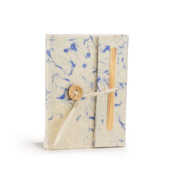 Mini carnet papier Lokta & Coton bleu