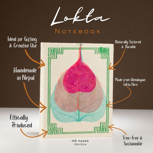 Carnet moyent papier Lokta feuille de Bodhi (assortiment)