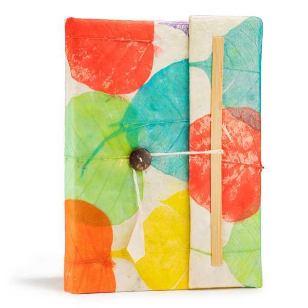 Grand carnet papier Lokta feuilles colorées