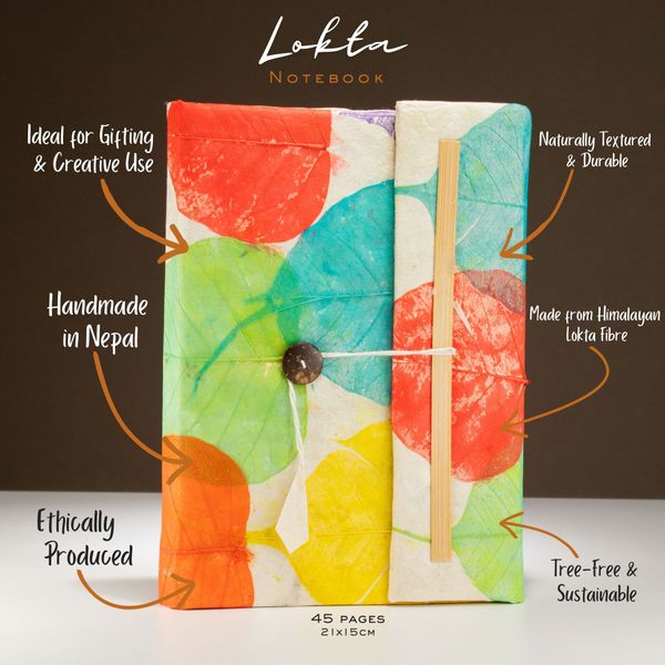 Grand carnet papier Lokta feuilles colorées