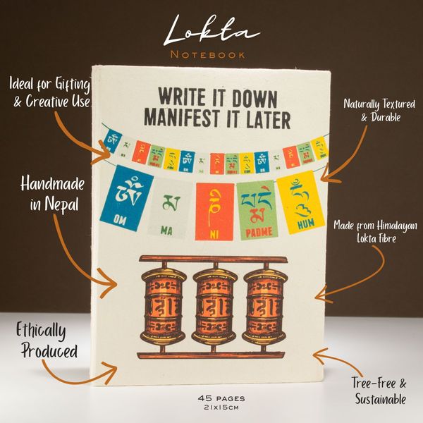 Grand carnet papier Lokta  « Write it Down » - avec marque-page